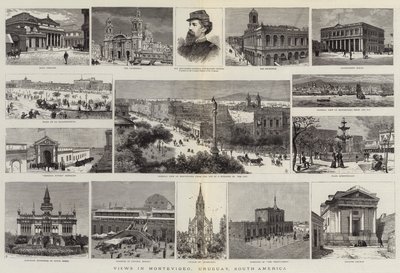 Ansichten in Montevideo, Uruguay, Südamerika (Gravur) von English School