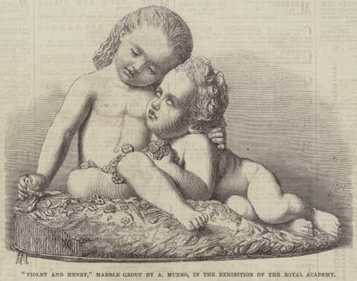"Violet und Henry," Marmorgruppe von A Munro, in der Ausstellung der Royal Academy (Stich) von English School