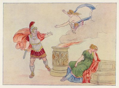 Vergils Aeneis: Aeneas und Helen (Farblithografie) von English School