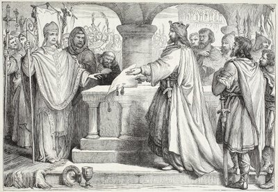 Besuch von Karl dem Großen beim Papst, Illustration aus Die Geschichte des Protestantismus von James Aitken Wylie (1808-1890), veröffentlicht 1878 von English School