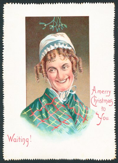 Warten unter dem Mistelzweig, Weihnachtskarte von English School