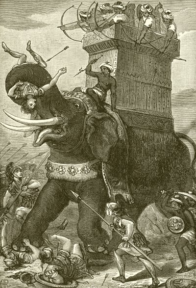 Kriegselefant in der Armee von König Darius von English School