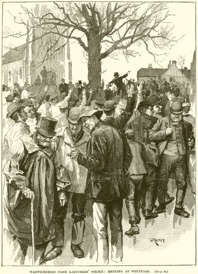 Streik der Landarbeiter in Warwickshire: Treffen in Whitnash von English School