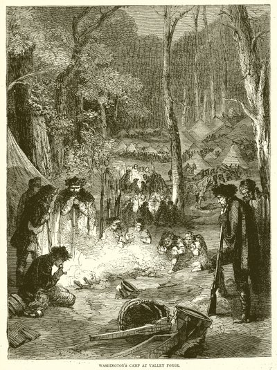 Washingtons Lager in Valley Forge von English School