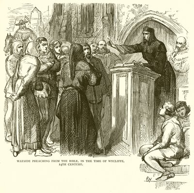Predigt am Wegesrand aus der Bibel, zur Zeit von Wycliffe, 14. Jahrhundert von English School