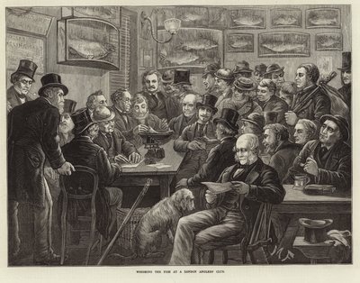 Wiegen der Fische in einem Londoner Anglerclub von English School