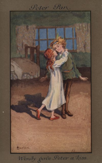 Wendy gibt Peter Pan einen Kuss von English School