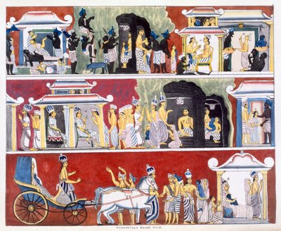 Wessantara Rajah, Teil II, aus Die Geschichte und Lehre des Buddhismus von Edward Upham, 1829 von English School