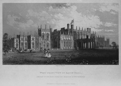 Westansicht von Eaton Hall, dem Sitz des hochadligen Marquess of Westminster von English School