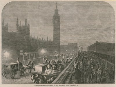 Westminster Bridge beleuchtet durch das neue Kalklicht von English School