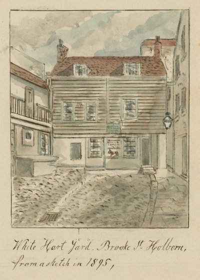 White Hard Yard, Brooke Street, Holborn, London, nach einer Skizze von 1895 von English School