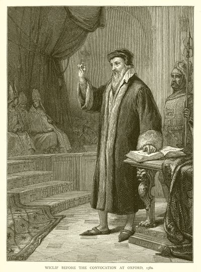 Wiclif vor der Versammlung in Oxford, 1382 von English School