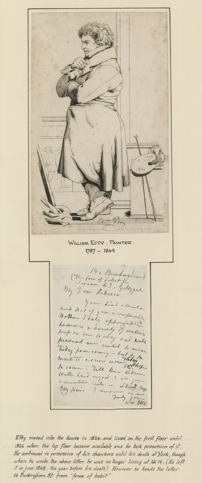 William Etty, der in der Buckingham Street Nr. 14 lebte von English School