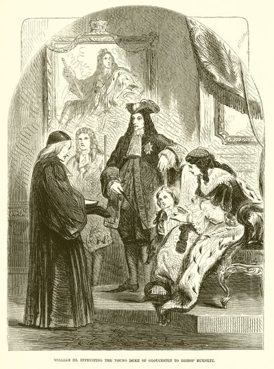 Wilhelm III. vertraut den jungen Herzog von Gloucester Bischof Burnett an von English School
