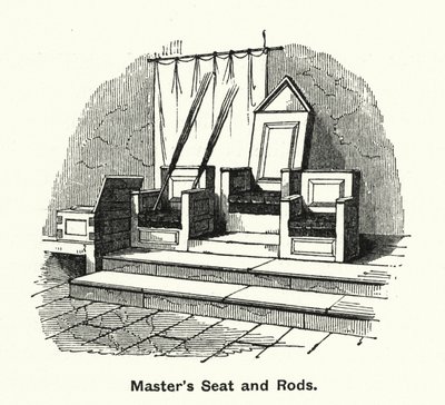 Winchester College: Sitz des Meisters und Ruten von English School