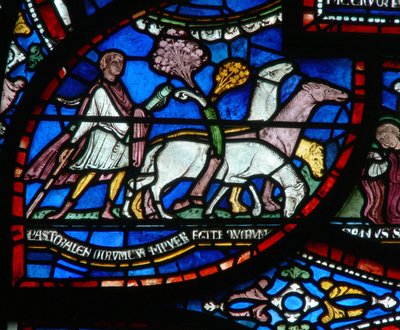 Fenster n2, Szene aus einem St. Thomas Becket Wunderfenster: Geschichte von Richard Sunieve von English School