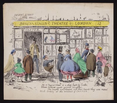 Schaufenster von Carters humoristischem Druckladen, Regent Street London von English School
