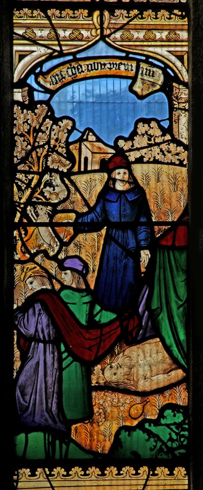 Fenster s2, die Geschichte der Arche Noah darstellend: Tod Noahs von English School