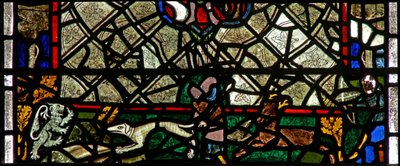 Fenster w40, Darstellung eines Randpanels mit Hirschjagd von English School