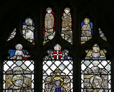 Fenster w8, Darstellung von St. Johannes, St. Johannes der Täufer, St. Andreas und St. Peter von English School
