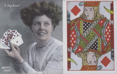 Frau mit Spielkarten und dem Buben von Karo von English School