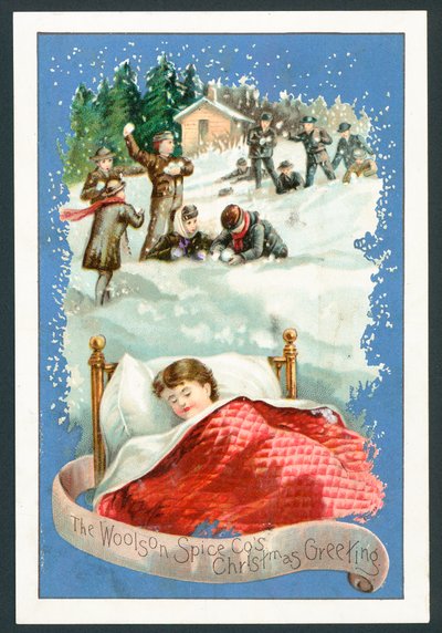Weihnachtskarte der Woolson Spice Company von English School