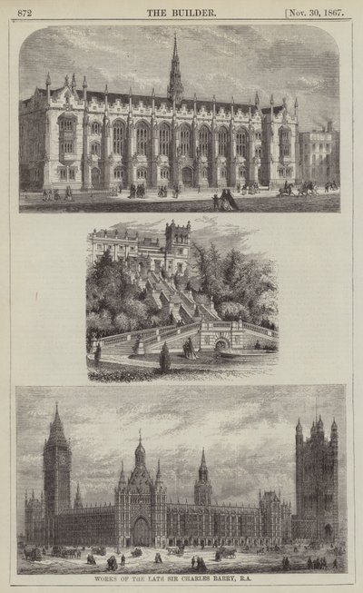 Werke des verstorbenen Sir Charles Barry, RA (Gravur) von English School