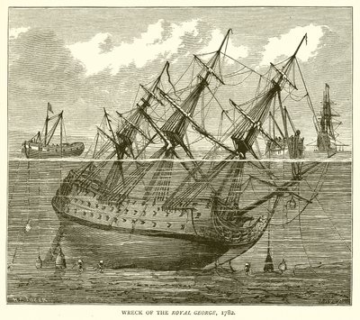 Schiffbruch der Royal George, 1782 von English School
