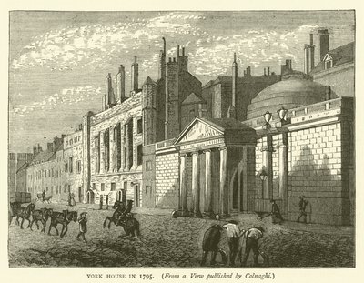 York House im Jahr 1795, nach einer Ansicht veröffentlicht von Colnaghi von English School