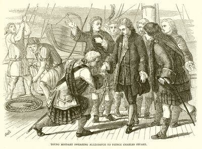 Der junge Moidart schwört Prinz Charles Stuart die Treue von English School