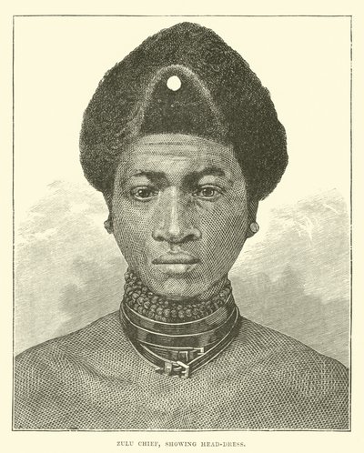 Zulu-Häuptling, mit Kopfschmuck von English School