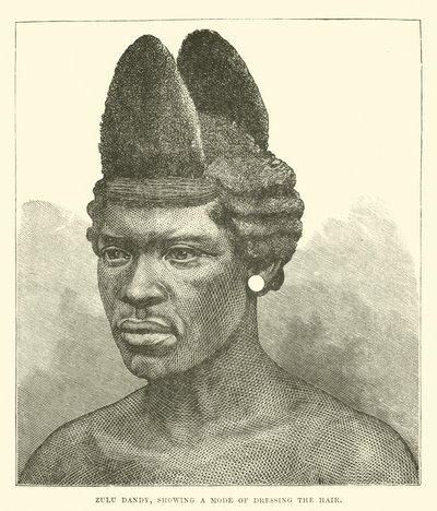 Zulu-Dandy, zeigt eine Art, das Haar zu frisieren von English School
