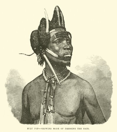 Zulu-Schönling, zeigt eine Art, das Haar zu frisieren von English School