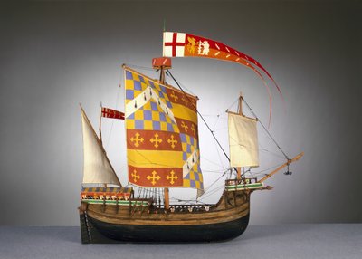 Modell eines großen englischen Schiffs, oder Kogge, ca. 1485 von English School English School
