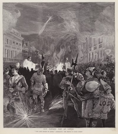Guy-Fawkes-Tag Prozession in Lewes, Sussex, 5. November 1892 von Enoch Ward