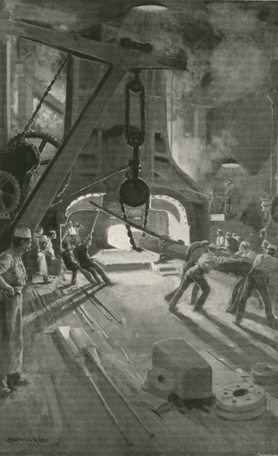 Der 40-Tonnen-Dampfhammer bei der Arbeit im Woolwich Arsenal von Enoch Ward