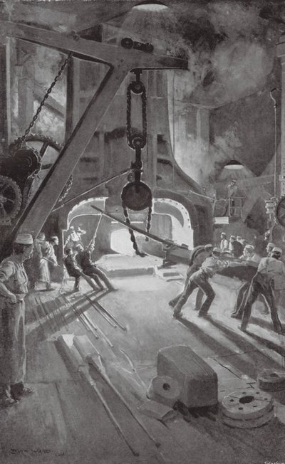 Der 40-Tonnen-Dampfhammer bei der Arbeit im Woolwich Arsenal von Enoch Ward