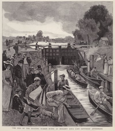 Das Ende der Bootssaison: Szene am Molesey Lock am Fluss Thames, Surrey von Enoch Ward