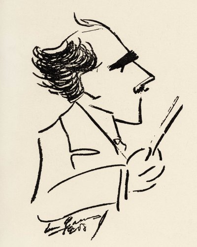 Arturo Toscanini, italienischer Dirigent in einer Karikatur von Enrico Caruso von Enrico Caruso