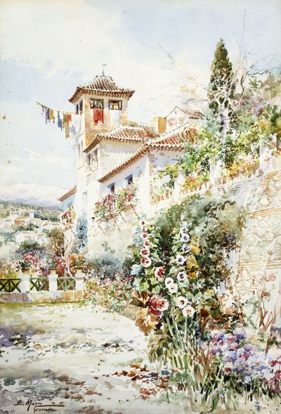 Ein andalusisches Haus und Garten im Sommer von Enrique Marin Higuero