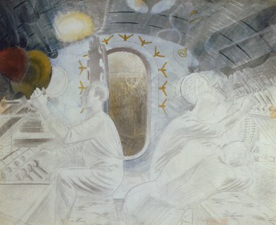 Bedienung der Steuerung unter Wasser, ca. 1940 von Eric Ravilious
