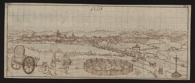 Vollseite: Stadtansicht: Ecija (Federzeichnung) von Erich Lessing