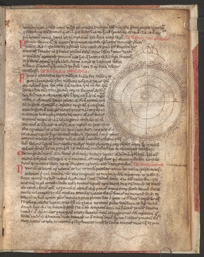 Vollseite: Text und Schema: Erklärung des Astrolabiums, Johannes Hispanus, Liber Astrolabii, Italien von Erich Lessing