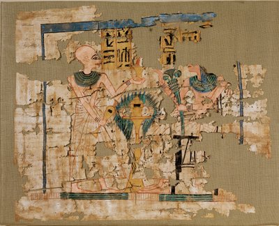 Bemalter Stoff, aus dem östlichen Friedhof von Deir el-Medina von Erich Lessing