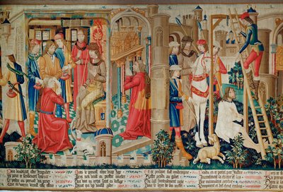 Das Wunder des Heiligen Quentin: Der Priester beschwert sich beim Vogt und der Dieb wird zum Tode durch Erhängen verurteilt von Erich Lessing