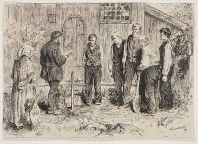 Eine arme Beerdigung in einem norwegischen Bergdorf von Erik Theodor Werenskiold