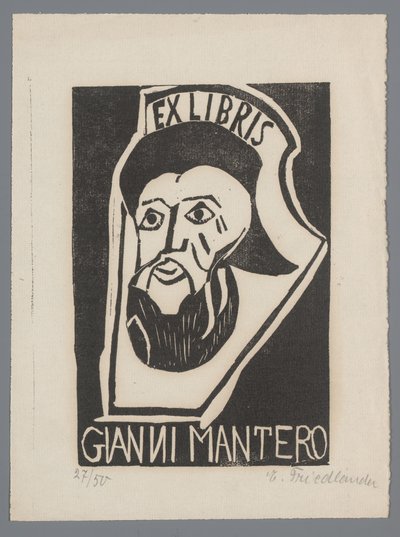 Ex Libris von Gianni Mantero von Erna Levy Friedländer (signed by artist)
