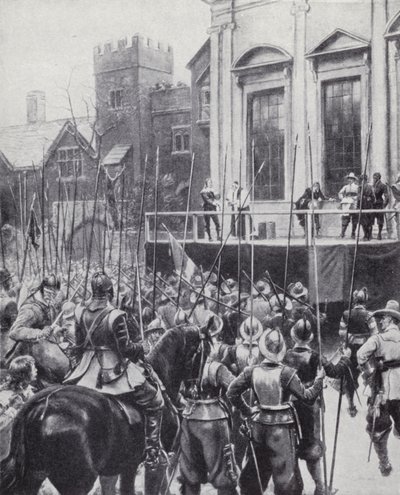Hinrichtung von König Karl I. vor dem Banketthaus in Whitehall, London, 30. Januar 1649 von Ernest (after) Crofts