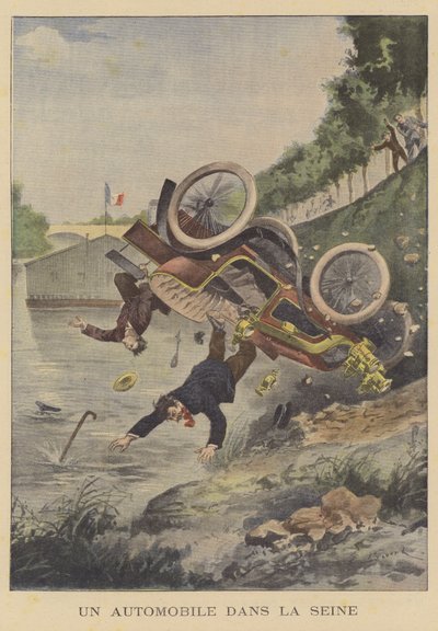 Ein Auto stürzt in die Seine von Ernest Auguste Bouard