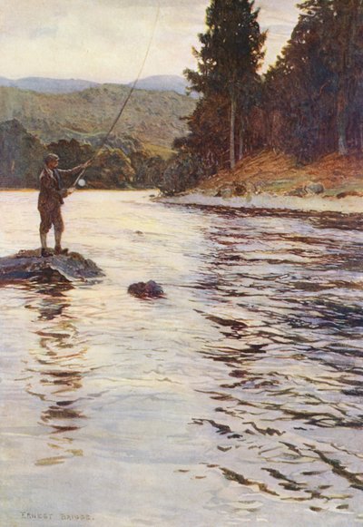 Lachsangeln am Faskally-Wasser von Ernest Edward Briggs